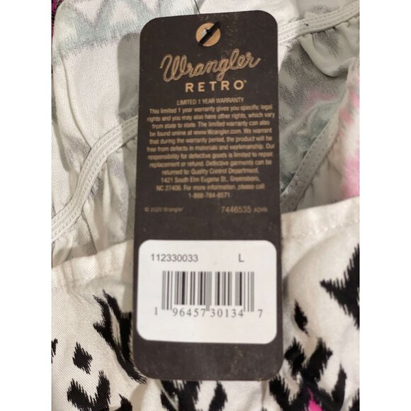 Wrangler Retro Womens Boho Off-Shoulder Top L Multicolor Rayon - Picture 15 of 16